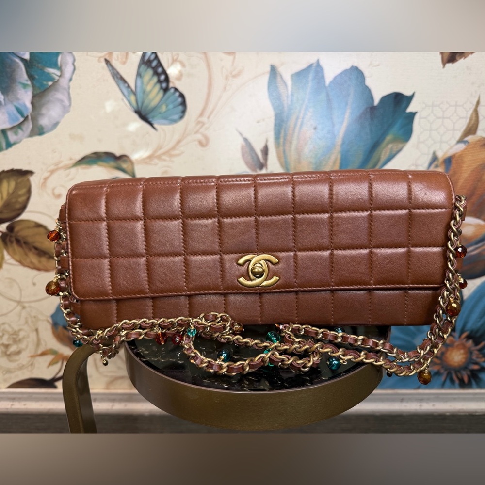 Chanel Chocolate Bar Beaded Chain Flap Bag